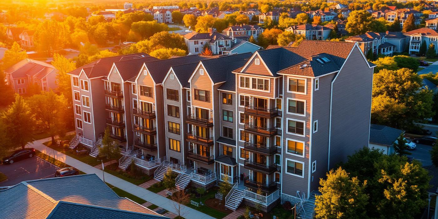 American residential development at golden hour